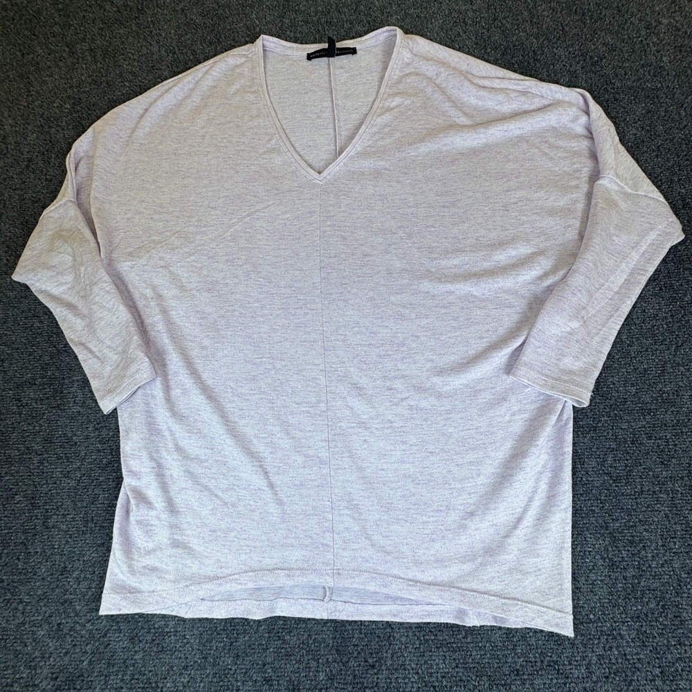 White House Black Market Tunic Top Womens M Heather Gray Dolman Sleeve V-Neck